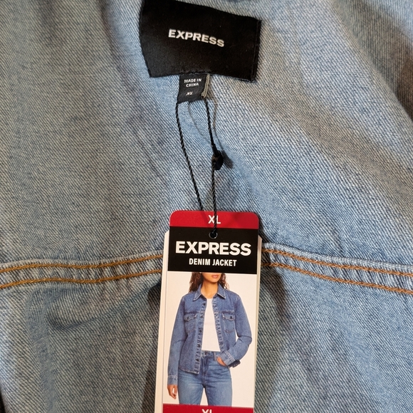 Express Denim Women's Jacket Blue XL Collared Pockets Button Front Lightweight - Picture 4 of 5